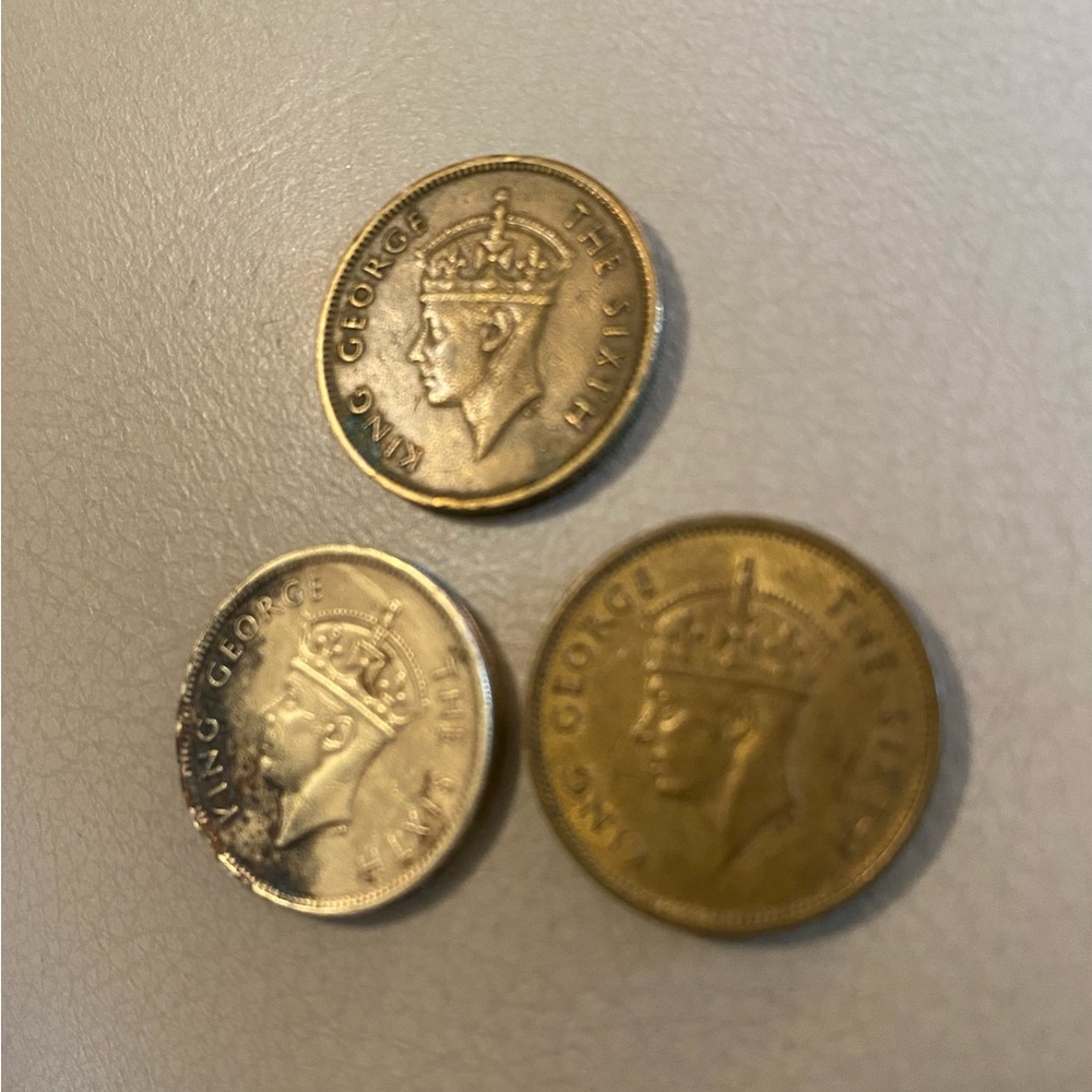 1949 King George VI Hong Kong 10 Cent Coins/Set of Three